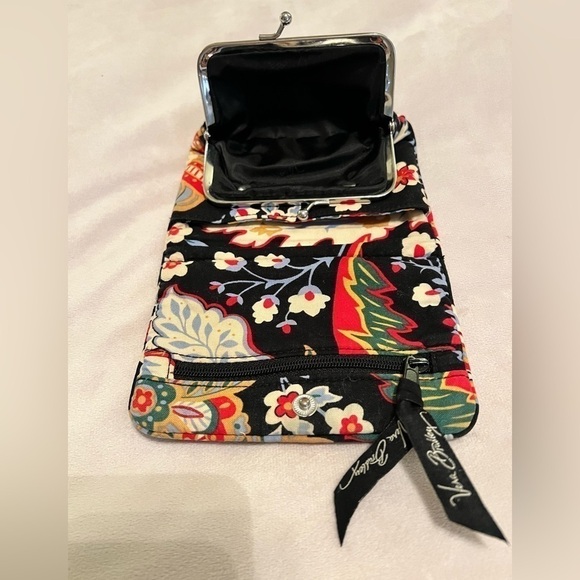 VERA BRADLEY Versailles One For The Money Wallet Black Blue Orange Floral - Picture 8 of 11